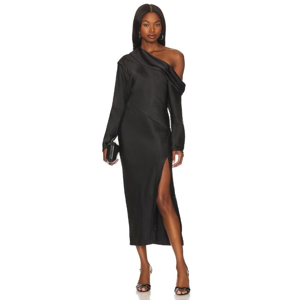 PFEIFFER Sukie Midi Dress Black Off Shoulder
